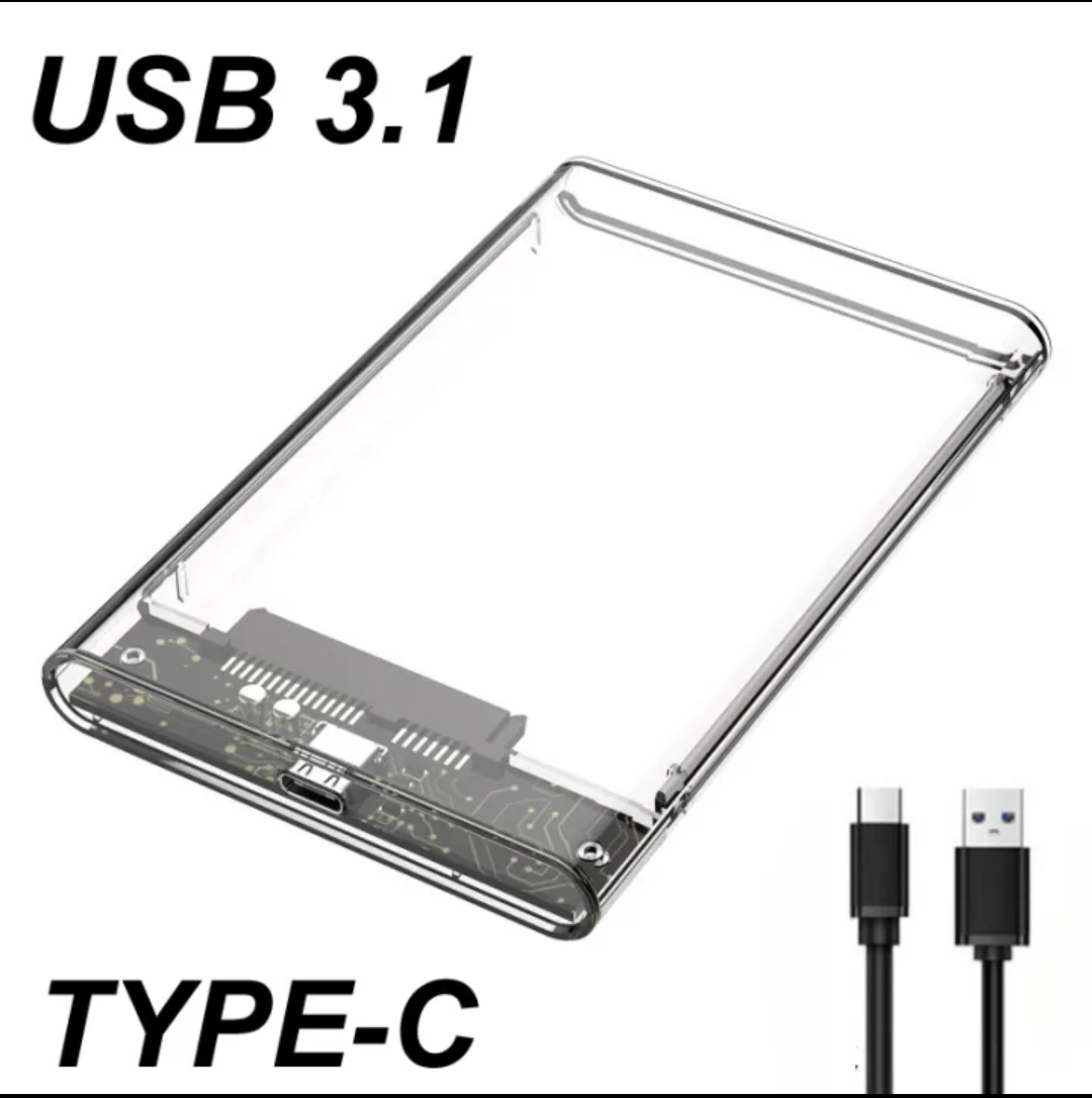 USB TYPE-C 2.0/3.0/3.1 Transparent Tool Free 2.5 Inch Gen2 10/5Gbps SATA III External Hard Drive HDD Enclosure SSD Case Box UASP