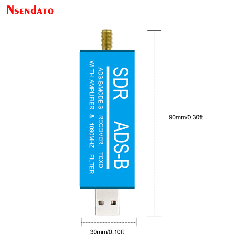 RTL2832U ADS-B Mode-S USB SDR TV Receiver Built-in RF Amplifier 1090MHz Bandpass Filter Radio SDR Band TV Scanner Tuner Stick. 