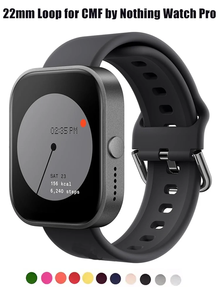22mm Loop for CMF By Nothing Watch Pro Strap Silicone Rubber Wrist Bracelet for CMF Watch Pro Band Smartwatch Accessories. 