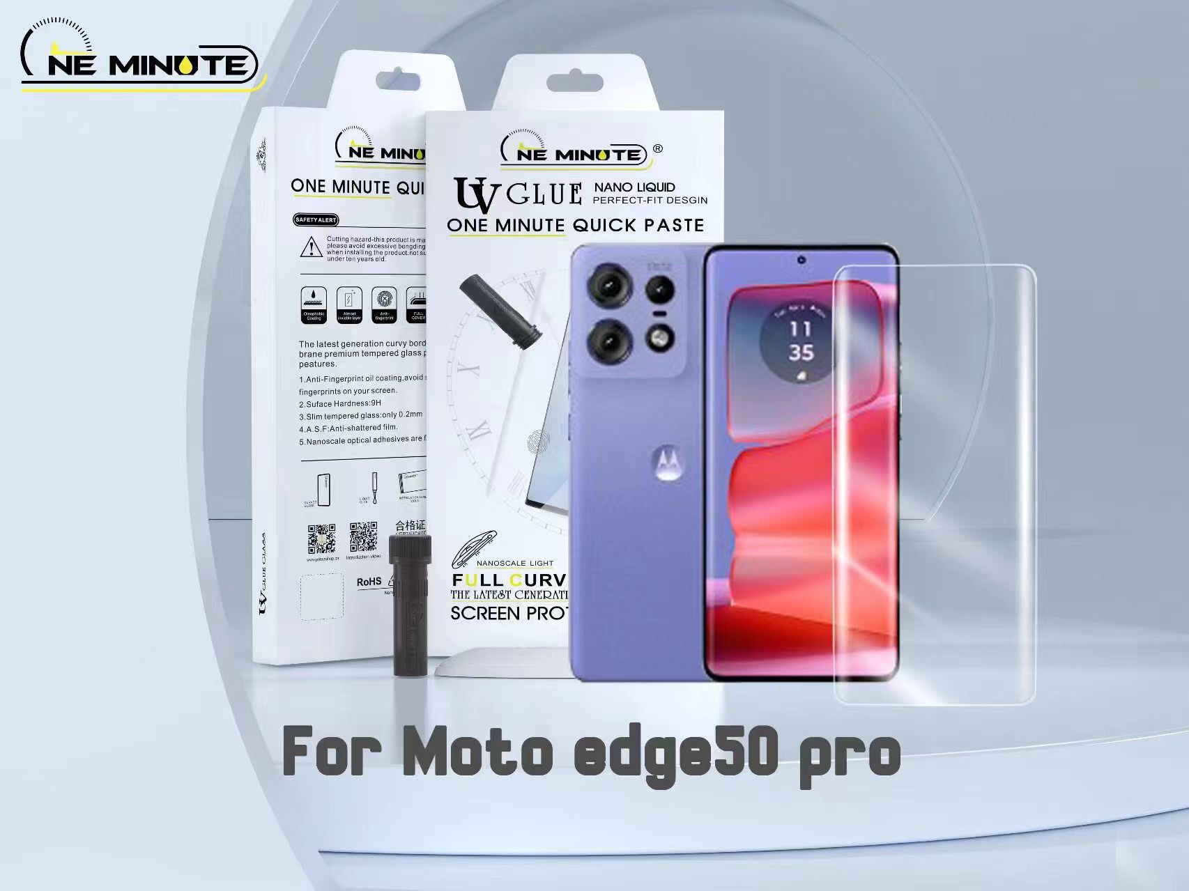 UV Glue Curved Tempered Glass Screen Protector For Motorola Edge 50 Pro 5G Screen Guard Gorilla Glass Protector With Easy Installation Kit (Motorola Edge 50 Pro)