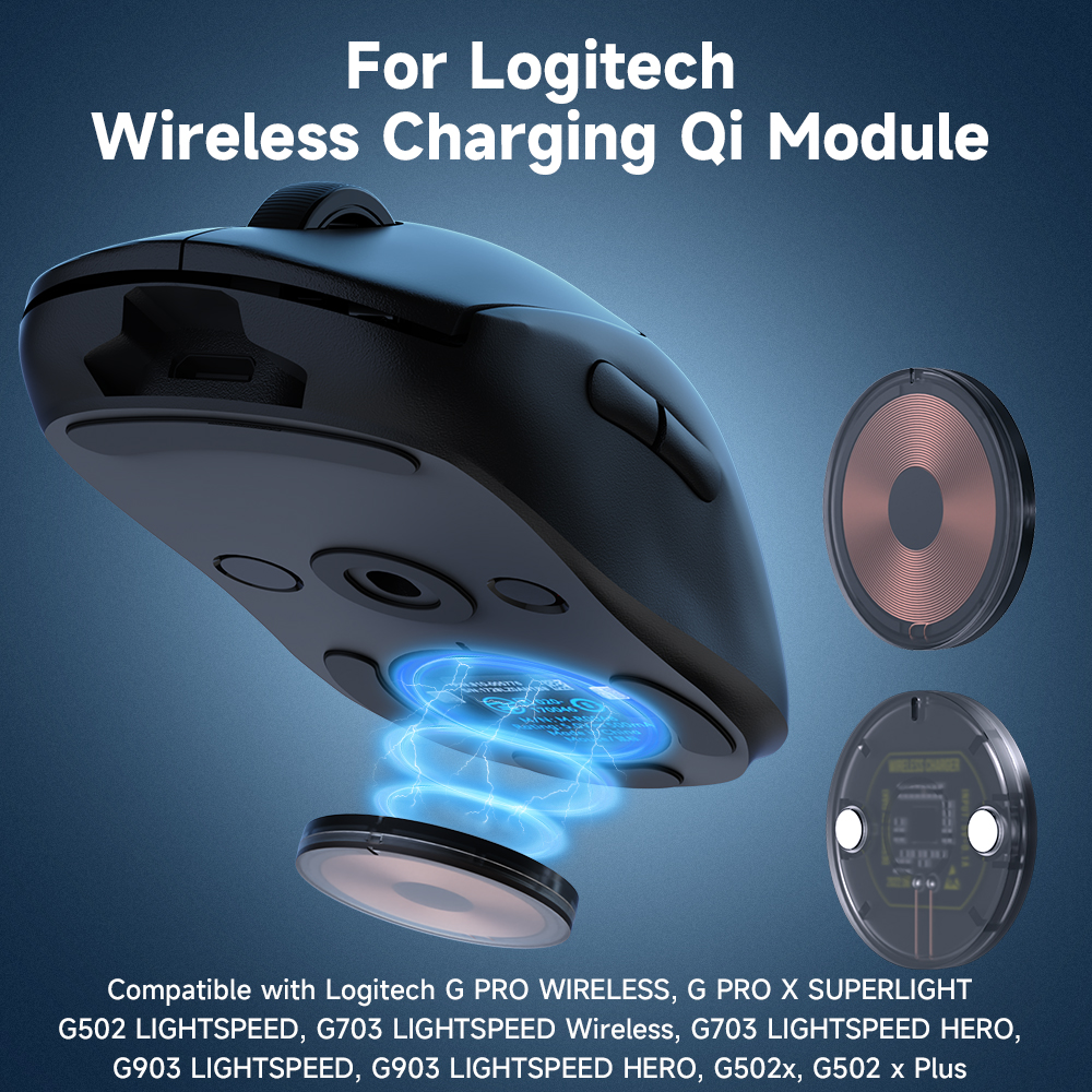 For Logitech Mouse Wireless Charging QI Module Base for Logi G502 G703 G903 G Pro X GPW Wireless Charger Mouse Accessories. 