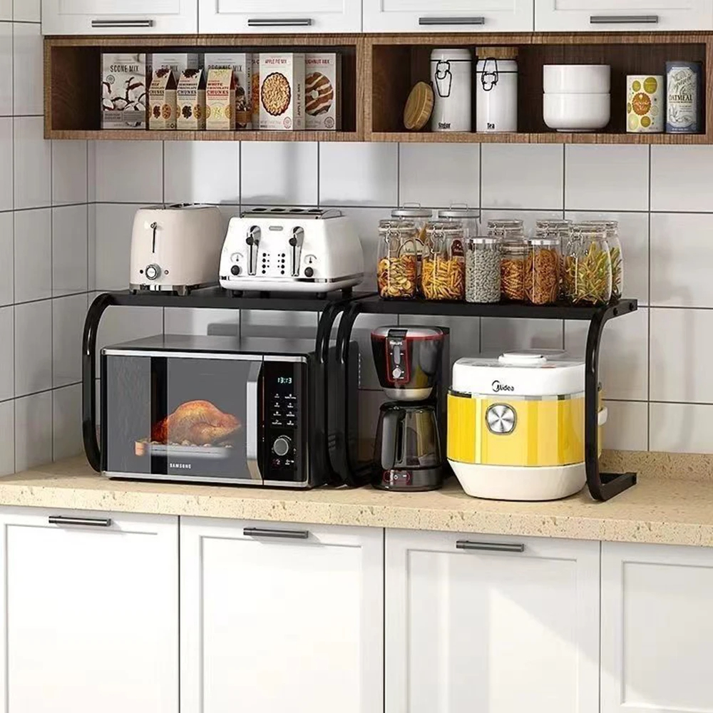 Microwave Oven Rack Multifunctional Kitchen Shelf Space Saving Storage Rack Rice Cooker Rack. 