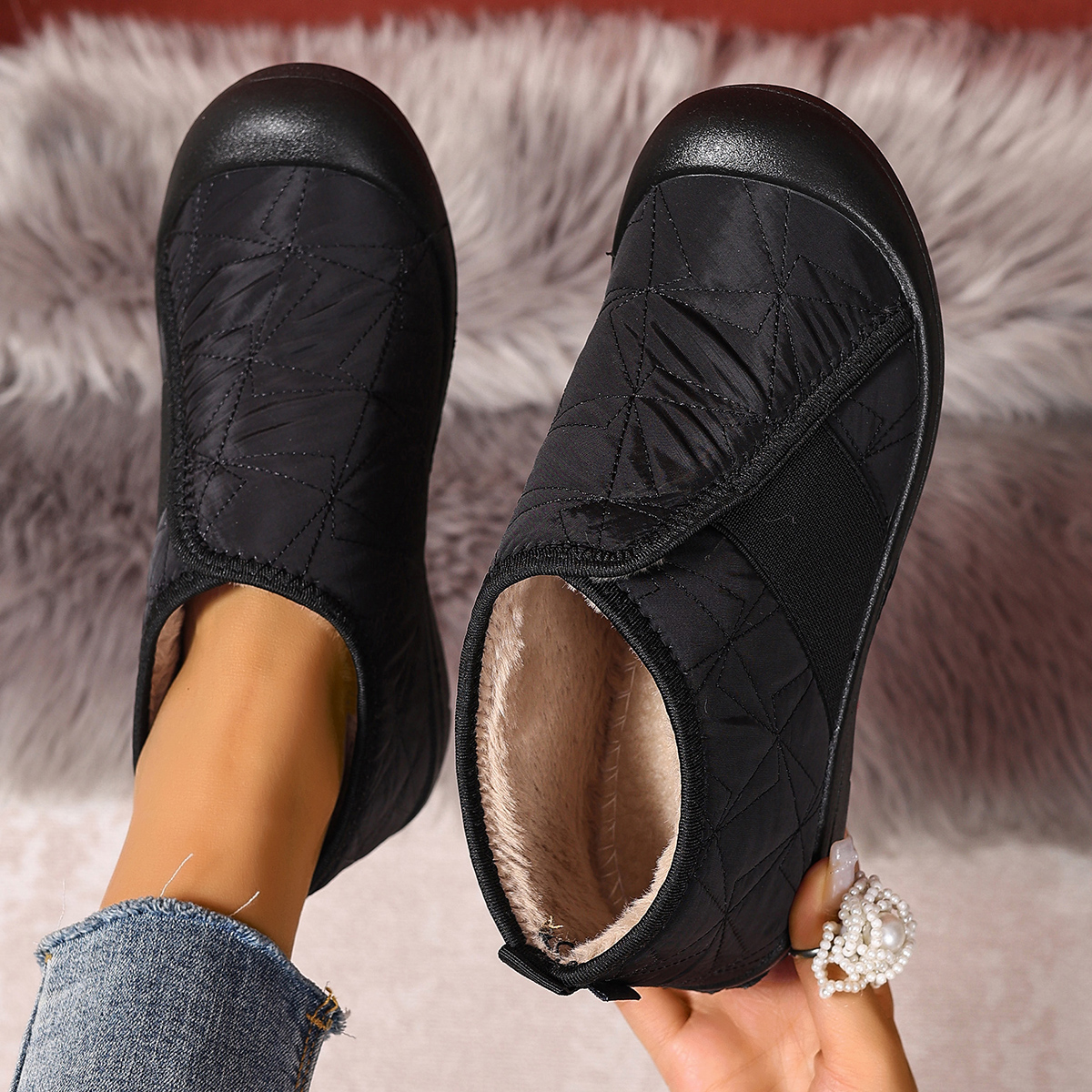 Simple Women Cotton Shoes Plush Warm Womens Snow Boots Lightweight Comfortable Women Casual Shoes in Winter Botines Para Mujeres