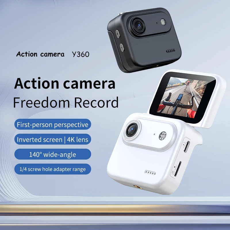 Y360 action camera with flip screen 4K ultra-high definition recording VLOG ready image stabilization wide-angle lens loop camer