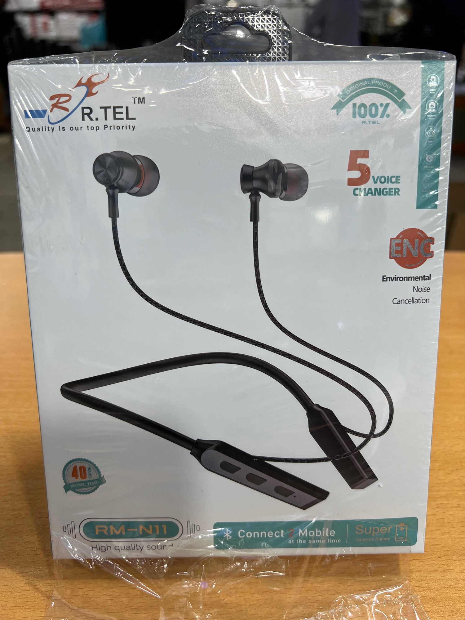 R Tel ENC Neckband RM-N11 40h music time and 5 voice changer mode. 
