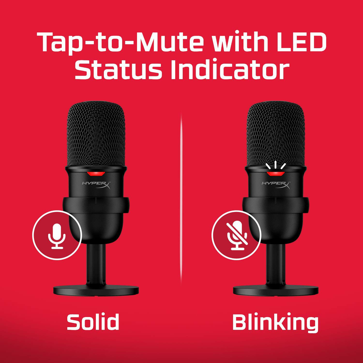 HyperX SoloCast USB Condenser Gaming Microphone,Tap to Mute Sensor,Cardioid Polar Pattern. 