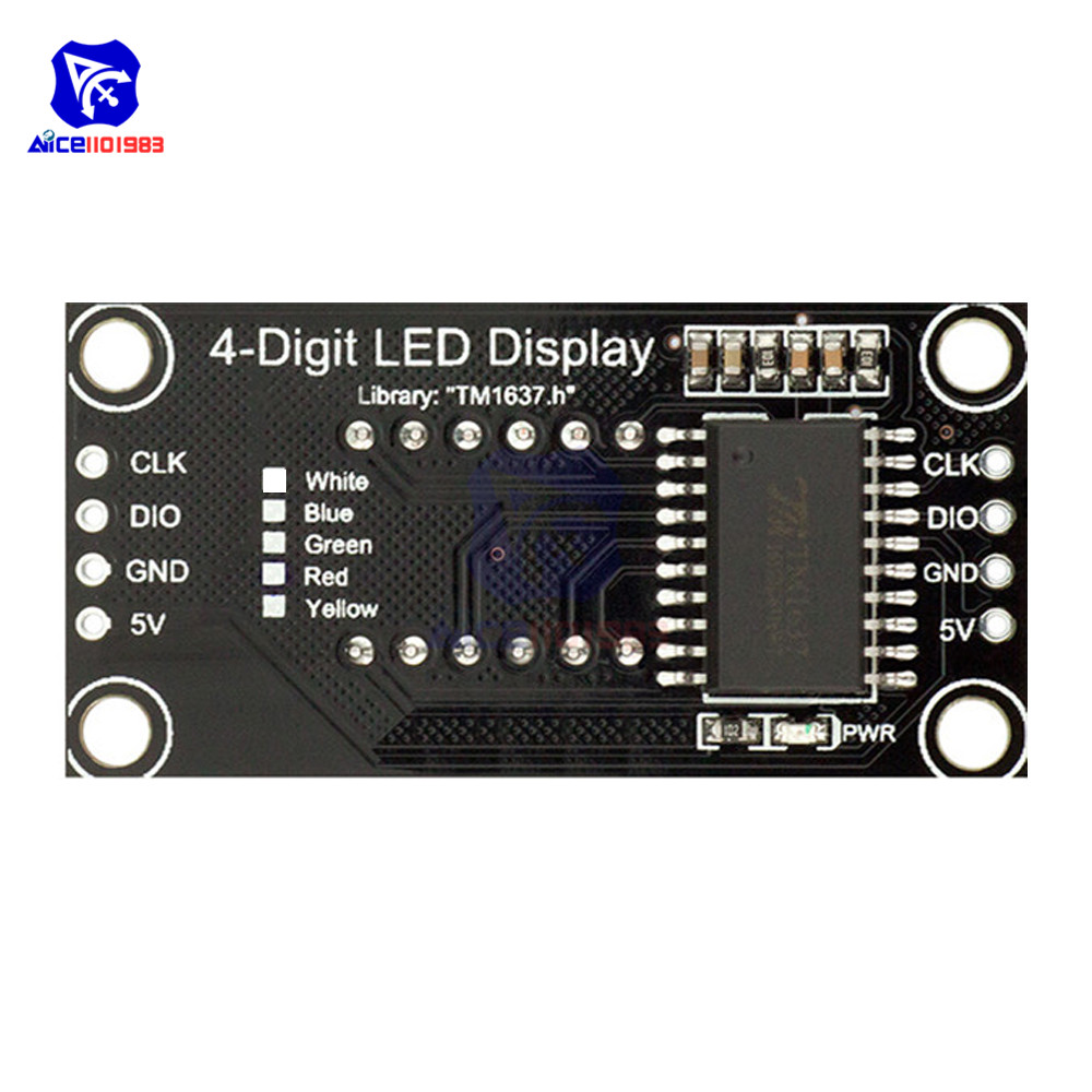 TM1637 0.36" 4 Bit LED Digital Tube Display 7 Segments Red Green Blue Yellow White LED Module Board with Pin for Arduino. 