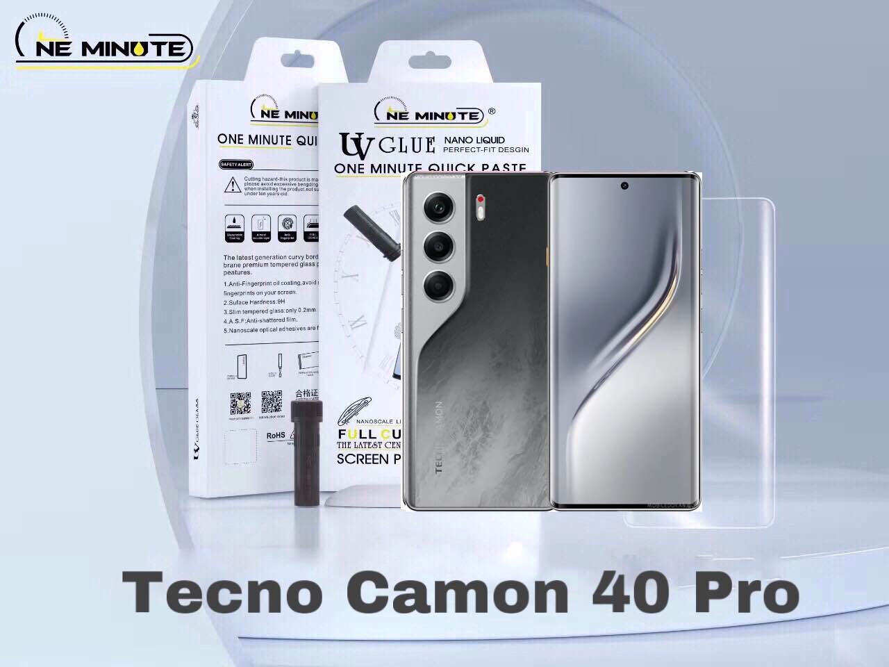 UV Glue Curved Tempered Glass Screen Protector For Tecno Camon 40 Pro Screen Guard Gorilla Glass Protector With Easy Installation Kit (Tecno Camon 40 Pro). 