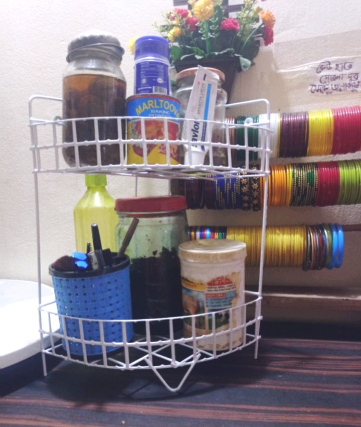 3+2 Layer Corner Shelf -2 Pcs Metal Rack Storage Organizer দুটি লোহার কর্নার স্ট্যান্ড রেক. 