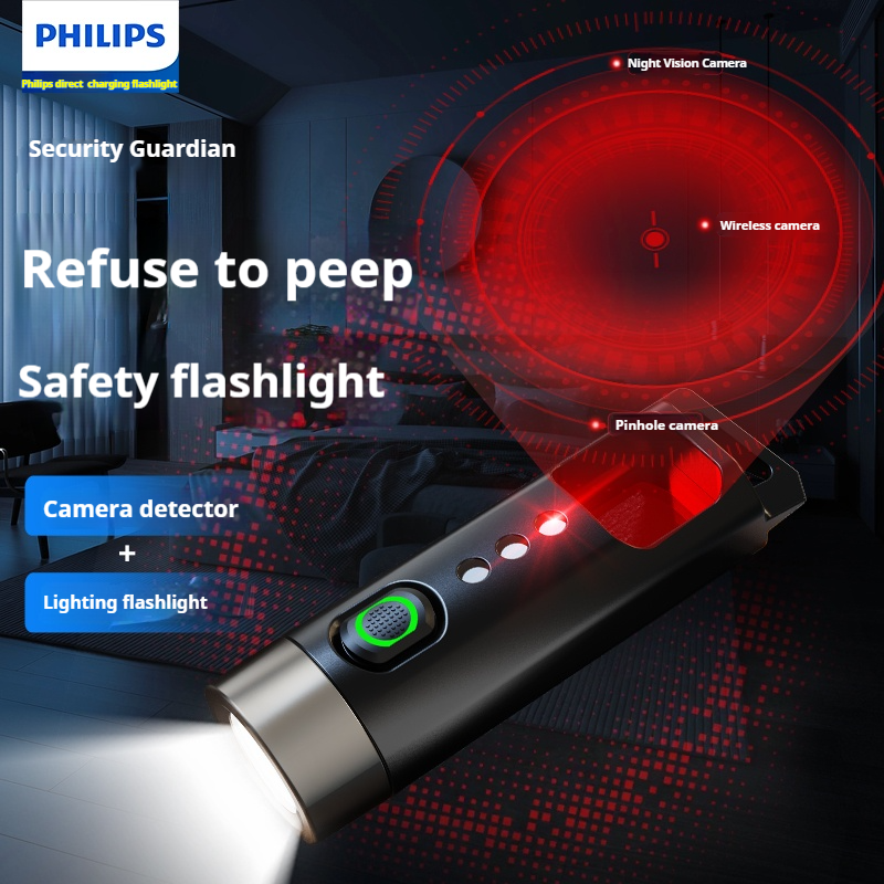 Philips Newest Portable Flashlight LED Rechargeable UV Light Mini Flashlights Camping Lamp for Hiking Self Defense. 