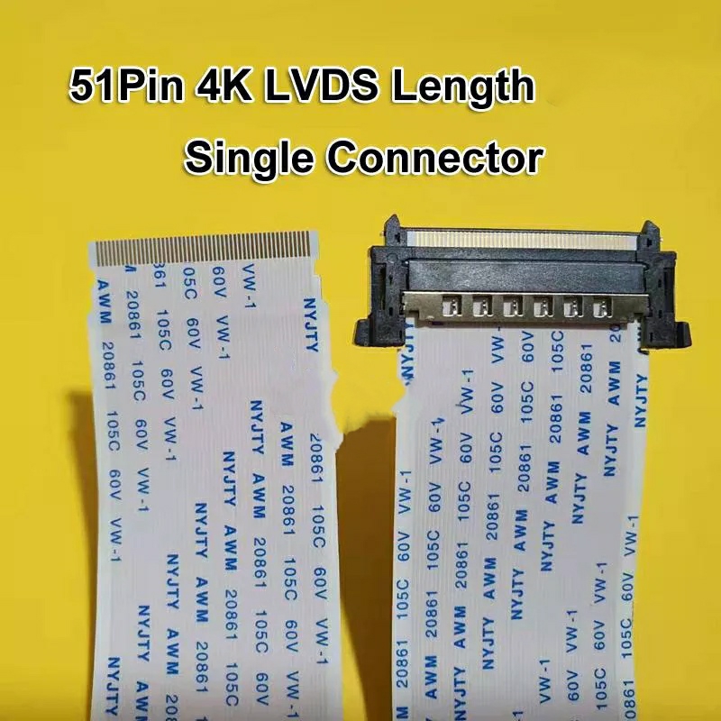 51Pin Ffc Fpc Cable Single Connector Pitch 0.5Mm Lvds 1080P 4K Hdtv 51P Screen Flexible Flat Cable 51Pins 30Cm 40Cm 50Cm 80Cm Single With I-Pex Connector Interface - Hdmi Cable. 