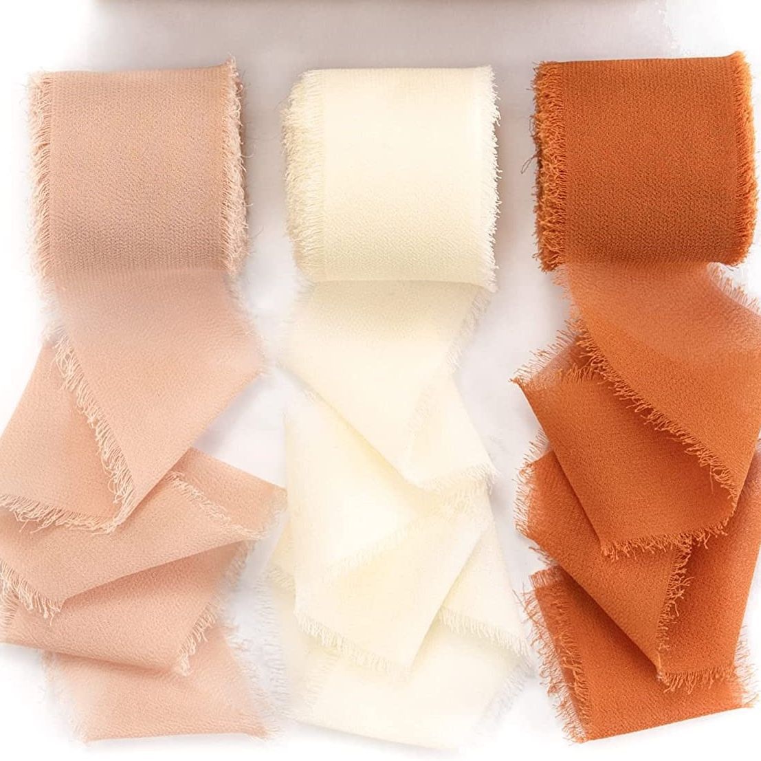 Bd Ribbons 3 Rolls 4cmx6.5m Fringe Chiffon Ribbons Frayed Edge Ribbons Flowers ...