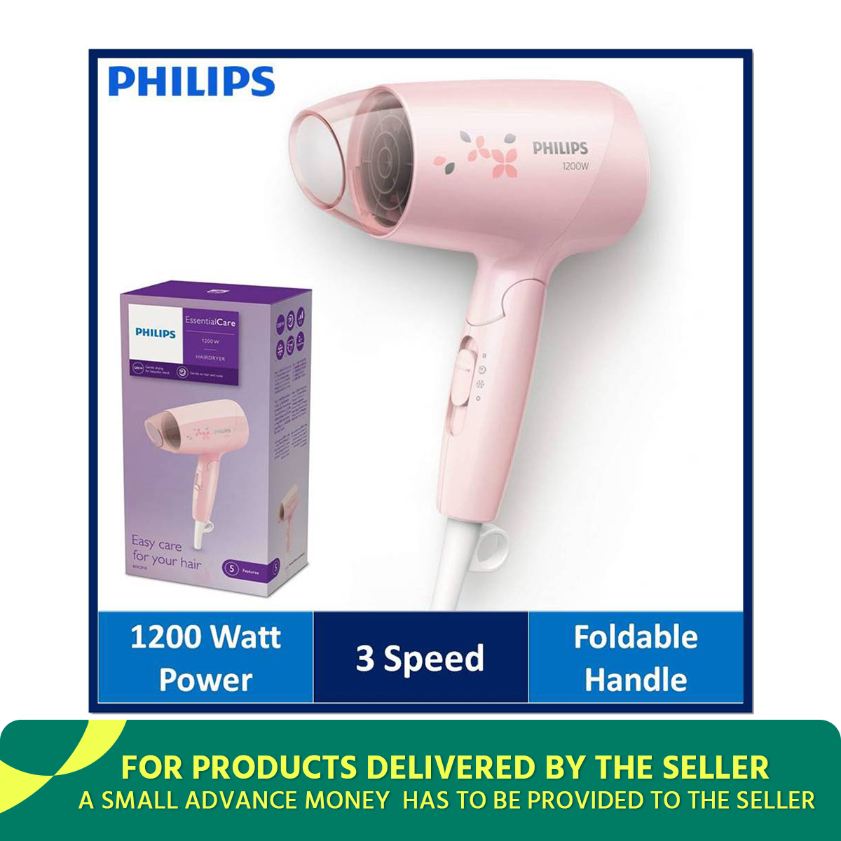 Philips BHC010/00 Essential Care Compact Hair Dryer 1200 Watt