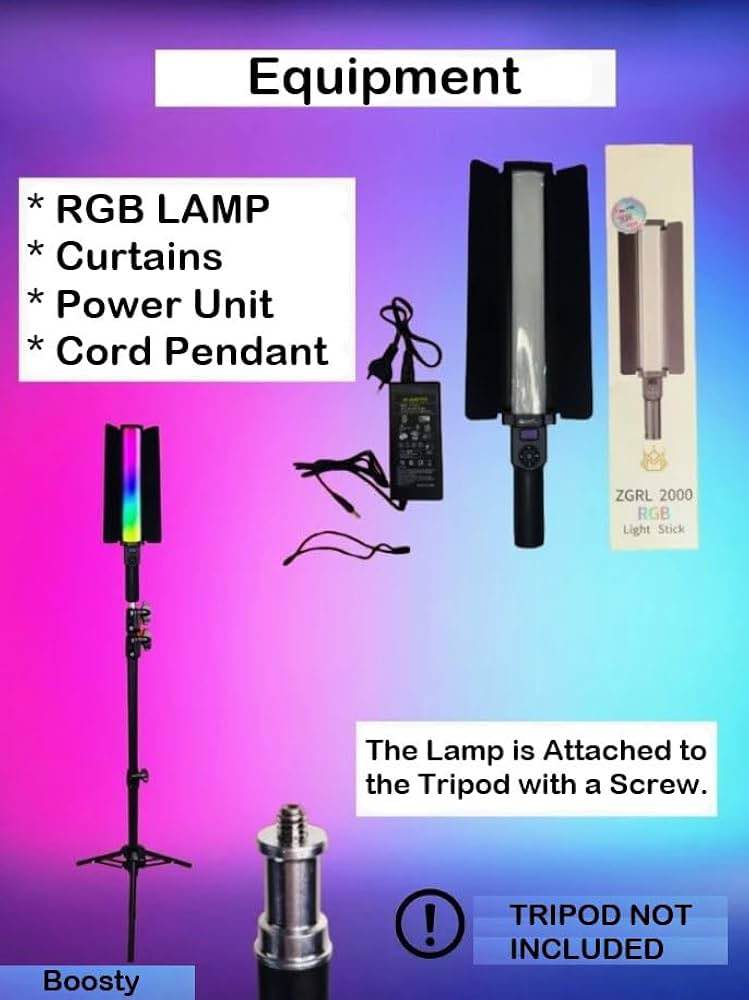 Light Stick ZGRL 2000 30W | Adjustable Brightness | Hue Cycle Adjustment & 2700K-7500K RGB LED Light Saber with Built-in Lithium Battery 10000mAH, with 20 Special Effect Modes (No Remote). 