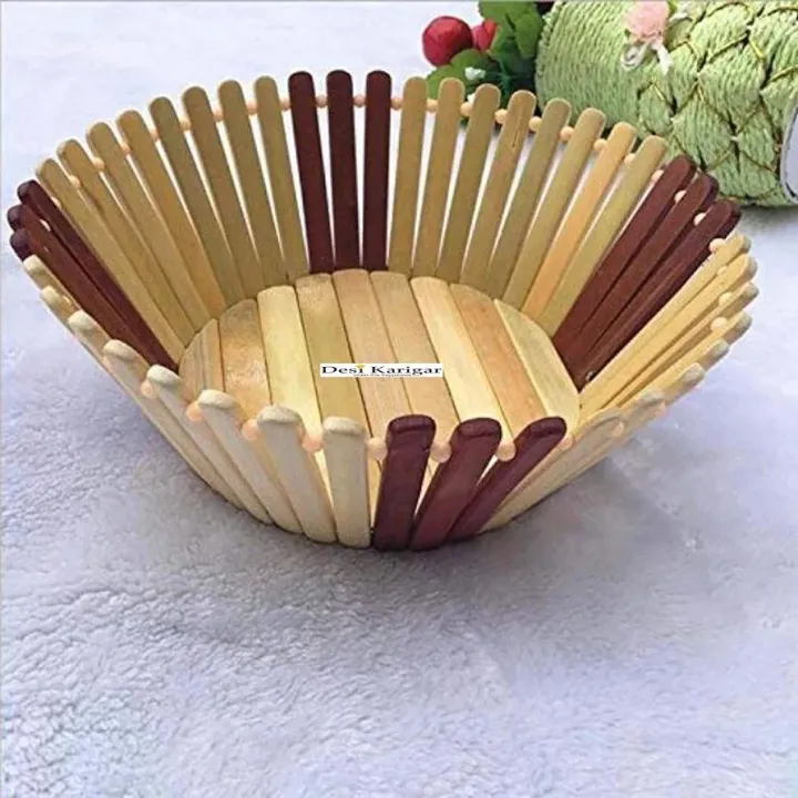 Durable wooden fruits basket large size for kitchen and dining use