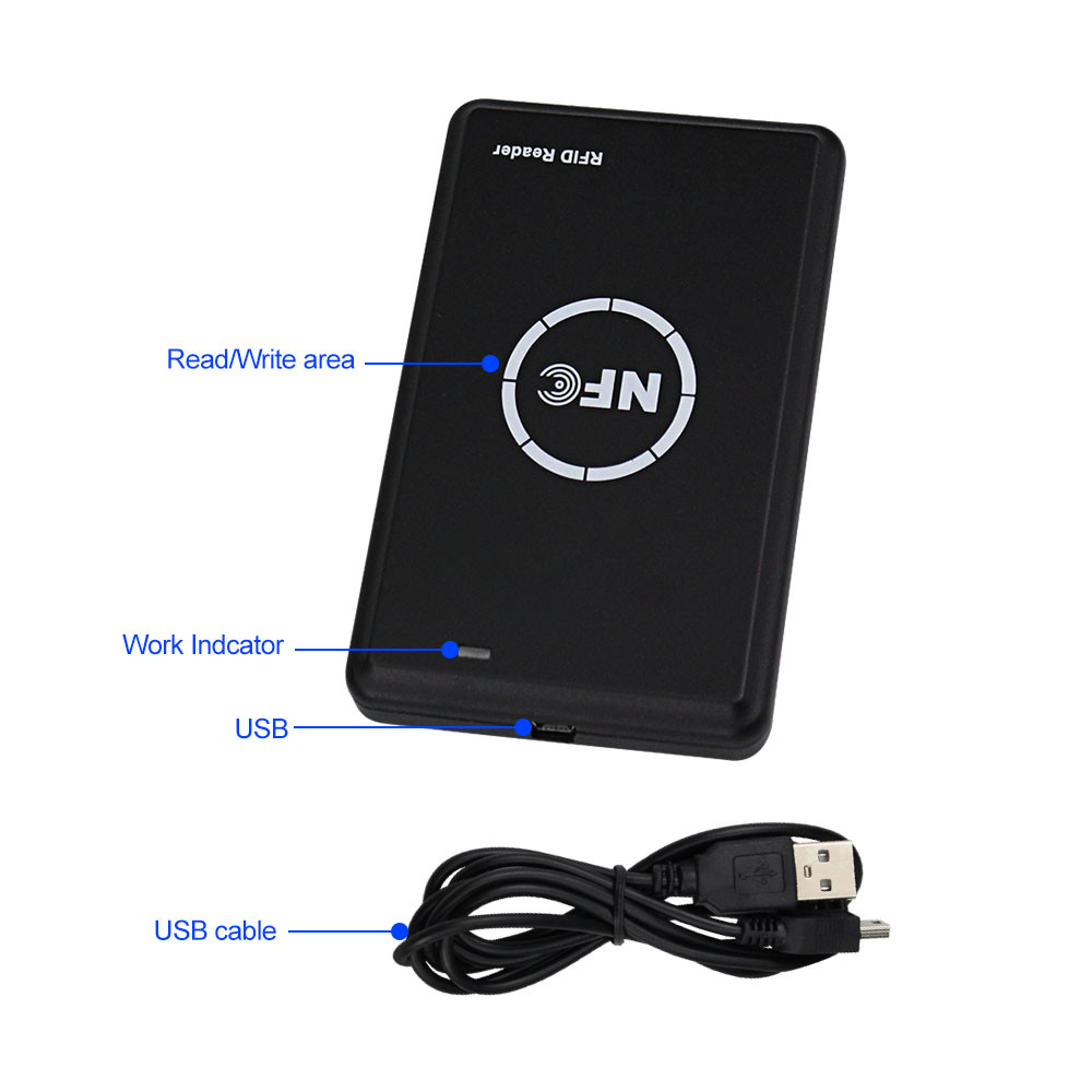 NFC Smart Card Reader Writer RFID Copier / Duplicator 125KHz 13.56MHz USB Programmer Key fobs Card ID IC EM UID EM4305 T5577 Tag. 