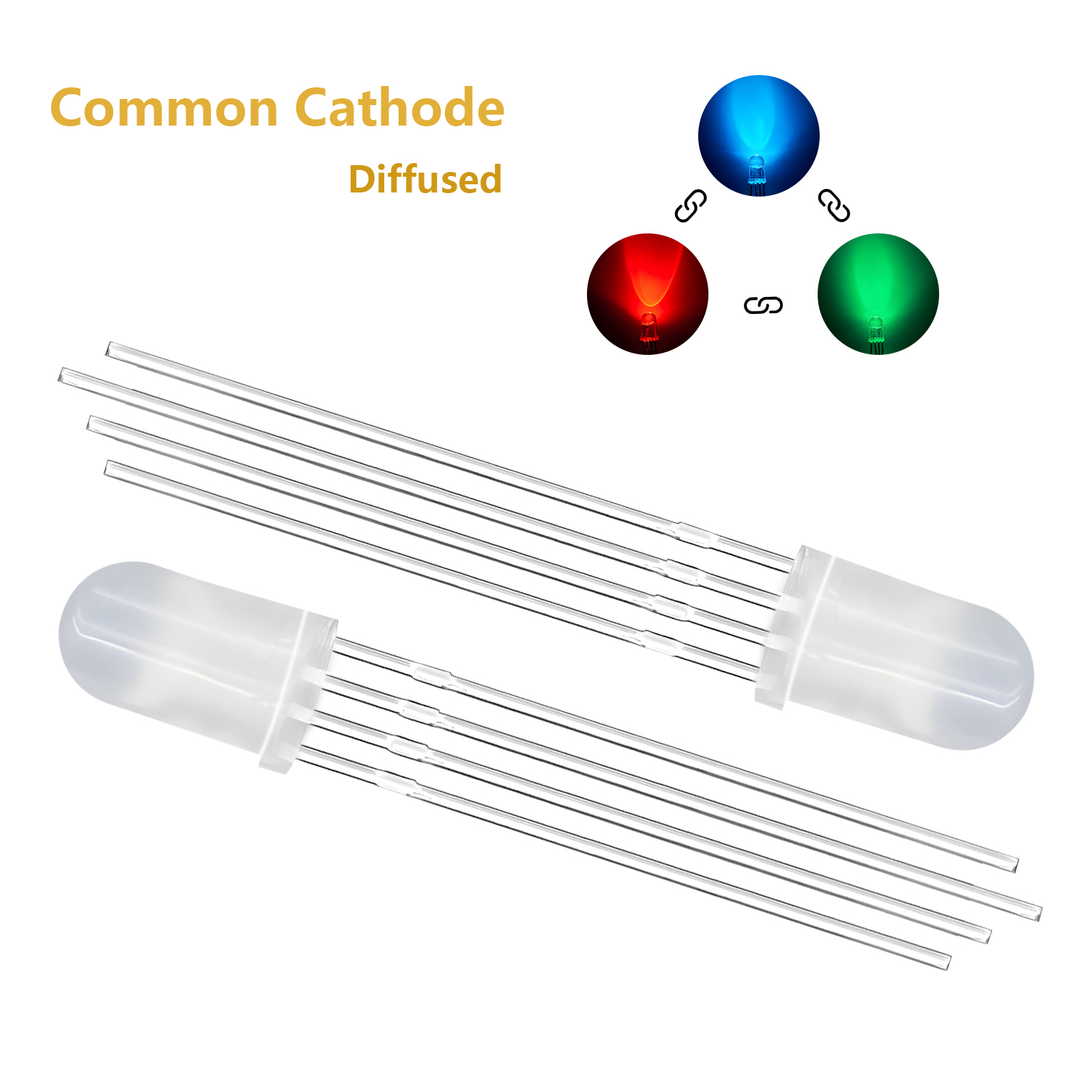 15/50pcs 5mm Full-color RGB LED Common Cathode/Common Anode Tri-Color Emitting Diodes F5 4 Pins Diffused/Transparent for arduino. 
