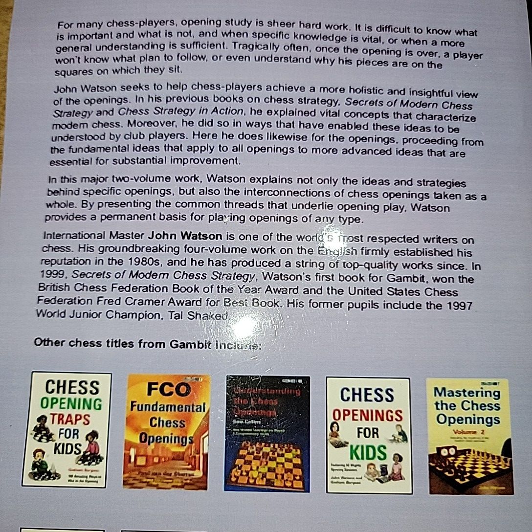 Mastering The Chess Openings By John Watson (Vol: 01) (Chess Book). 
