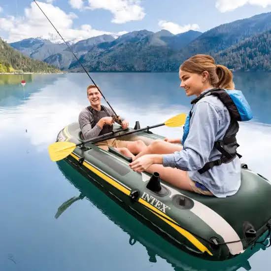 Intex Seahawk 2 Inflatable Boat Set + Oars/Pump/Motor Mount | 68347EP + 68624E