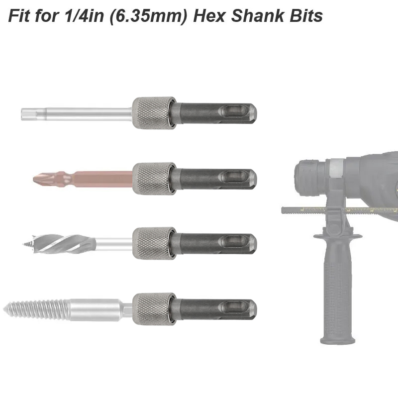 SDS Plus Convert To 1/4 Hex Shank Adapter Hexagonal Converter Electric Hammer Power Screwdriver Bit Holder Socket Impact Driver. 