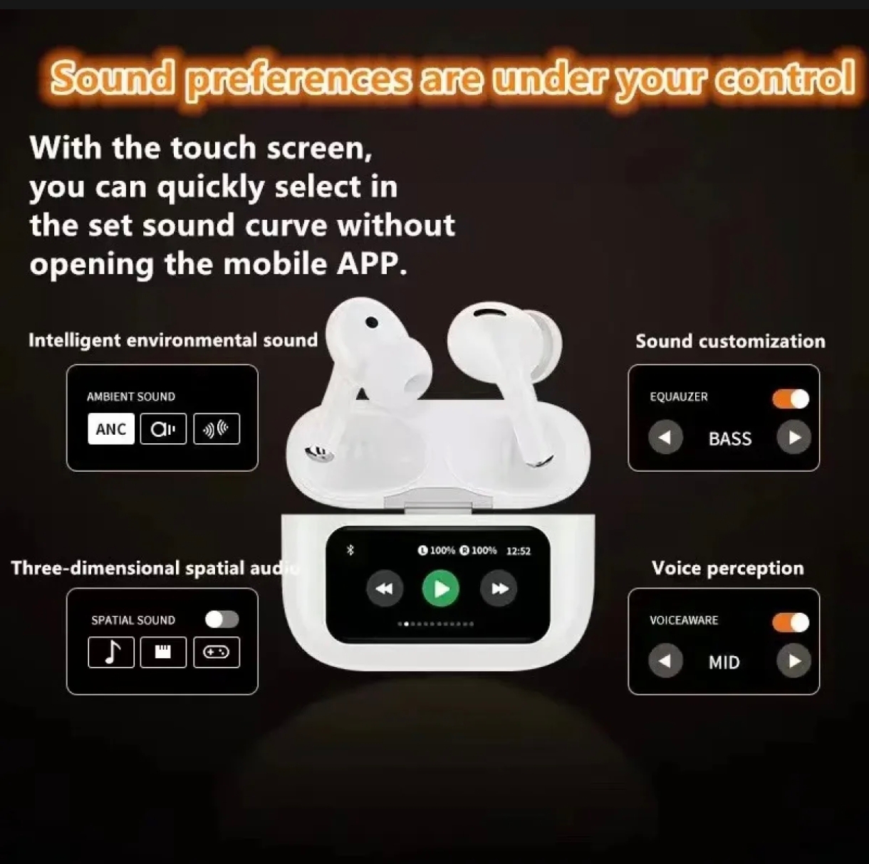 AirPods A9 Pro LCD
screen touch Noise reduction Long battery life
New to the times Frontline prices HD calls. 