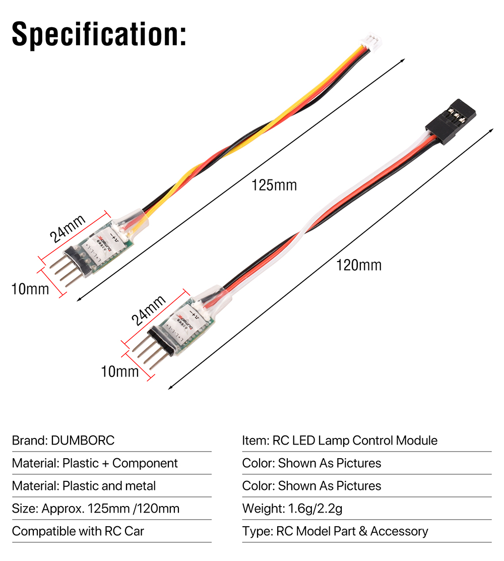 DUMBORC RC Light Controller LED Switch Panel System Turn on/Off 3CH for RC Car Vehicle RC Mini Car Fixed Wing Aircraft Parts. 