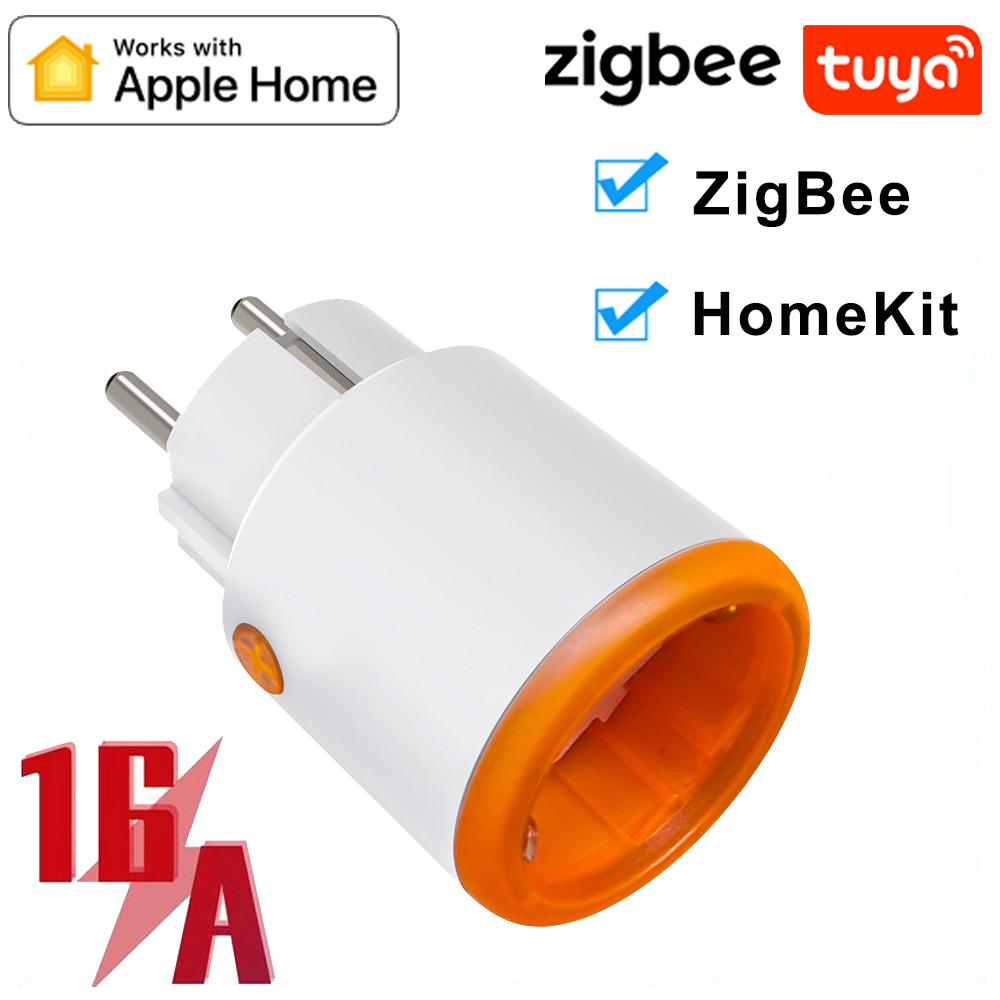 Tuya Zigbee 3.0 Smart Home Zigbee2mqtt 16A EU Outlet 3680W Power Monitor Timer Meter Compatiable With Alexa Google Assistant