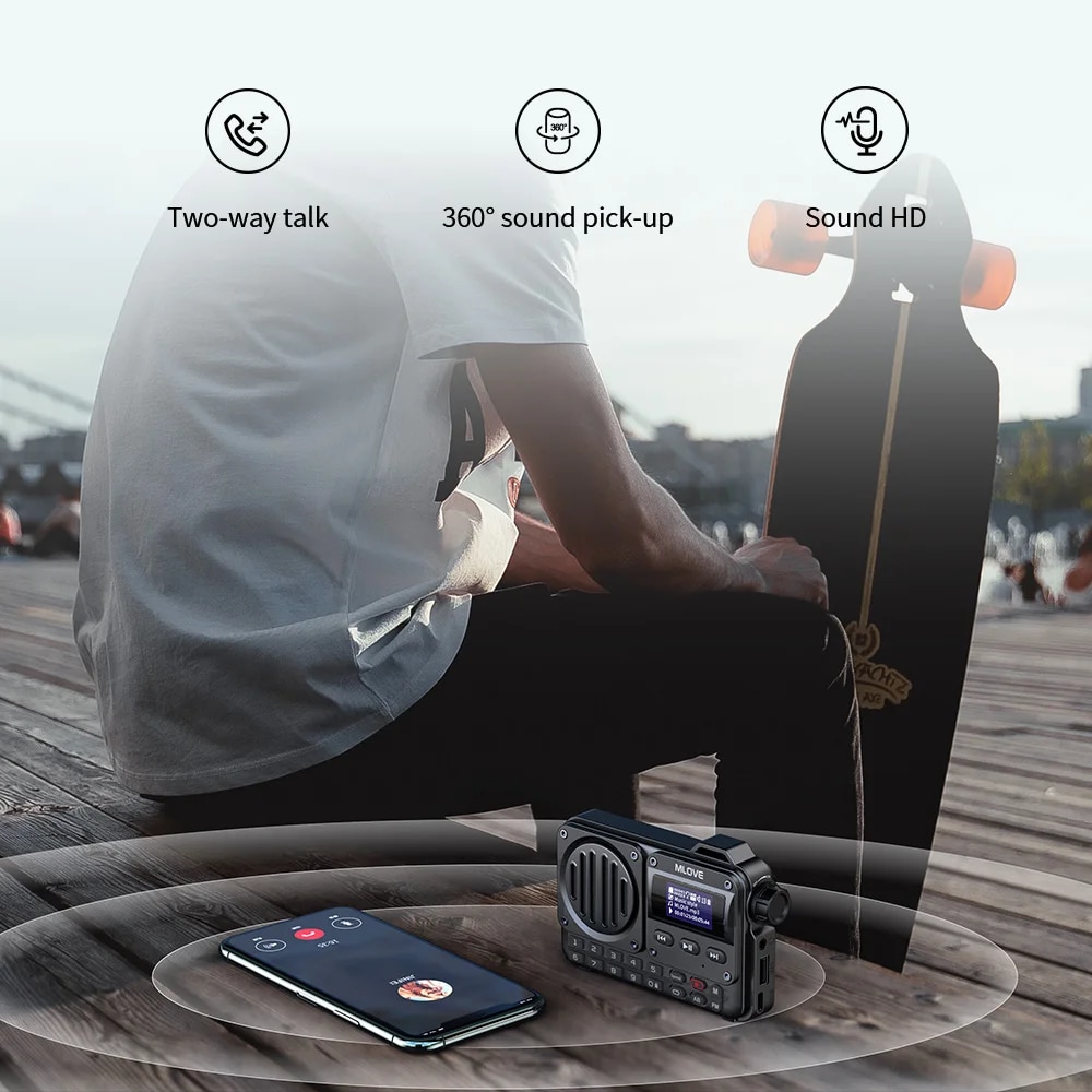 MLOVE BV800 Super-Portable Bluetooth Speaker with FM Radio,LCD Screen Display, Antenna, AUX Input, USB Disk, TF Card, MP3 Player. 