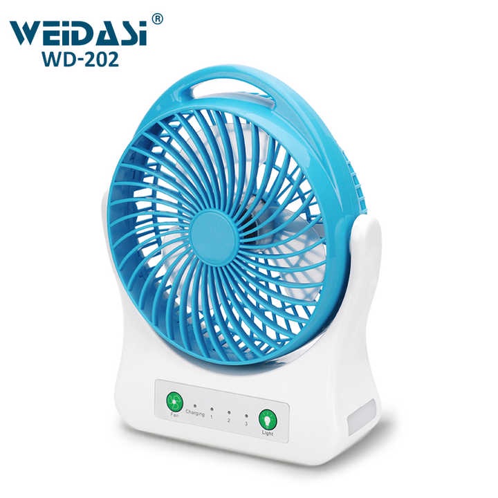 Rechargeable Fan Weidasi 3 speed control usb table fan 7.5″ Rechargeable Fan portable mini hand rechargeable fan with light Li-ion Battary(18650) Desk Table Fan. 