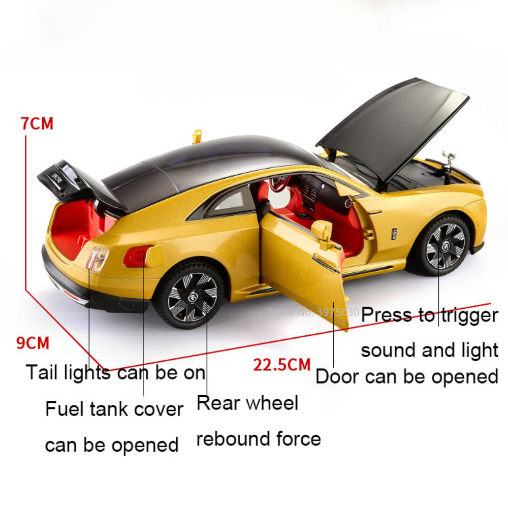 1/24 Alloy Diecast Car Model Rolls Royce Spectre Toy Simulation Limousine Pull Back Sound Light Advanced Decorative Toys for Boy. 