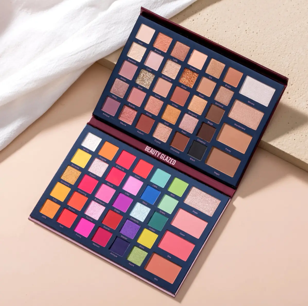 Beauty Glazed 68-Color Mix & Match All-In-1 Eyeshadow Palette With Blush Contour Highlighter. 