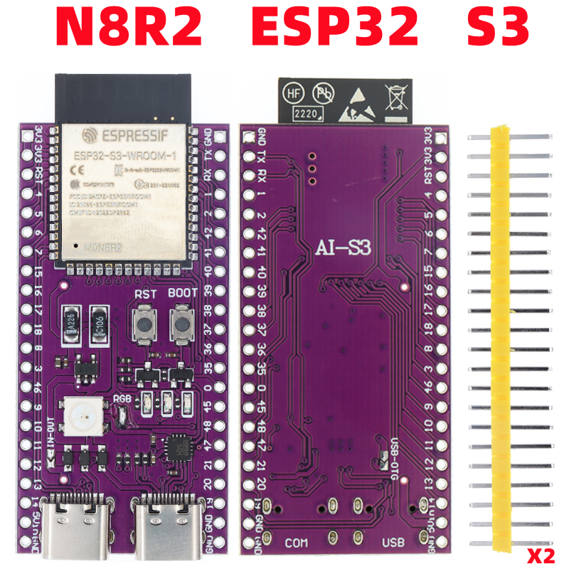 ESP32 ESP32-C3 AI-C3 ESP32-C3-DevKitM-1 ESP32-C3-MINI-1 AI-S3 ESP32-S3 N16R8 ESP32-S3-DevKit C Dual Type-C USB development board. 