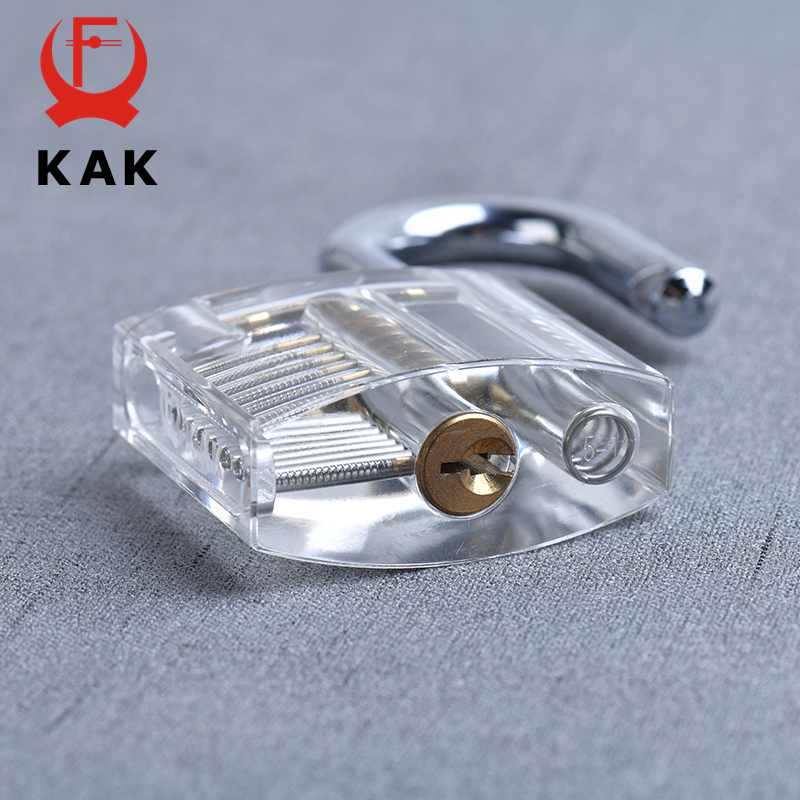 KAK Transparent Practice Padlock with Keys 80x50mm DIY Visible Lock Pick Tools Cutaway Practice Padlock Training Locksmith Tool. 