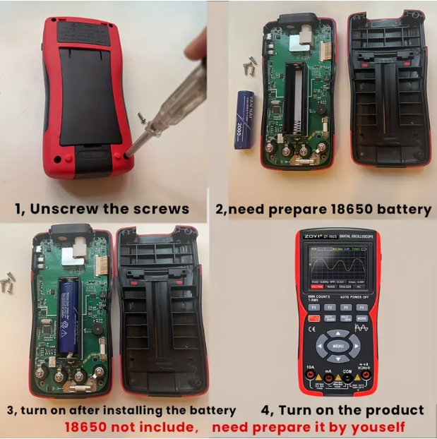 ZOYI ZT-702S 2 in 1 Handheld Digital Automotive Oscilloscope Multimeter, Single Channel 10MHZ Bandwidth,64Kbyte Record Length,48. 