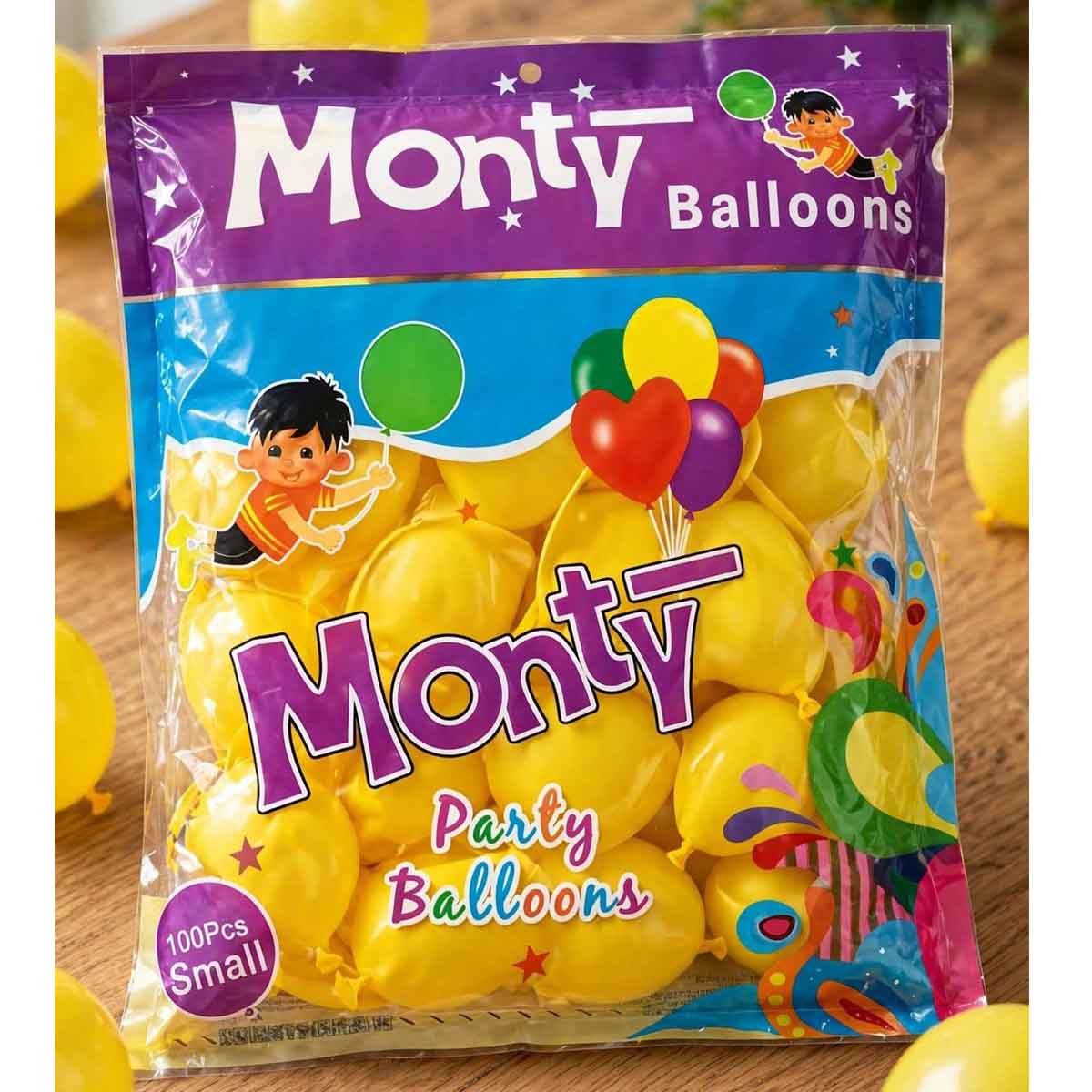 Monty Balloons (100 Pcs)-Yellow