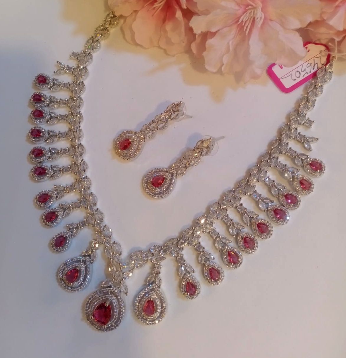 Red color indian diamond cut AD stone party wear exclusive design for ladies