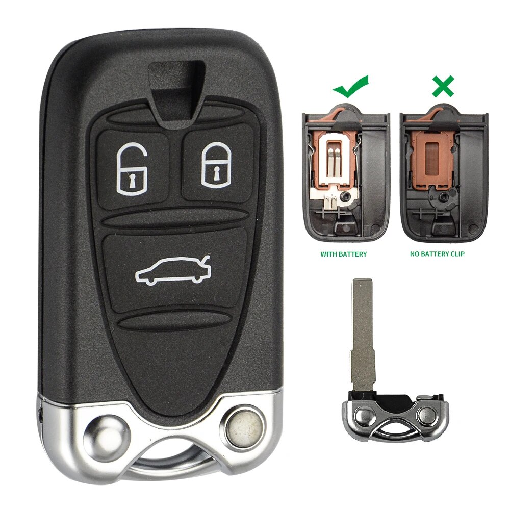 OkeyTech Car Remote Key Shell For Alfa Romeo 159 Brera 156 Spider 3 Button Housing With Insert Blade For Alfa Smart Key Fob Case. 