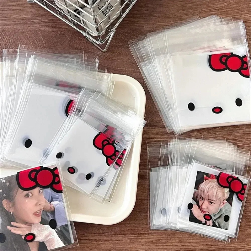 100Pcs Sanrioed Hello Kitty Printed Ziplock Bag Star Card Packing Self-Sealing Storage Bag Cartoon Disposable Candy Sealable Bag. 