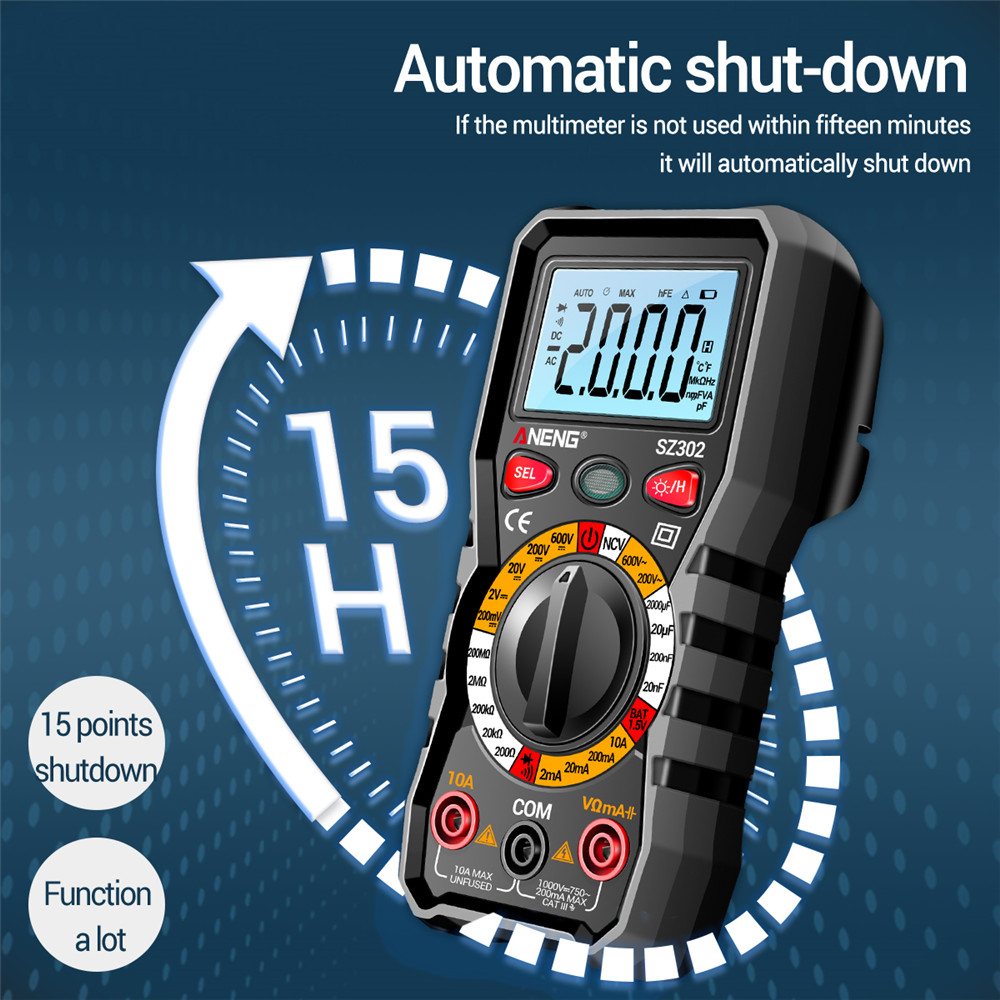 SZ301 SZ302 Digital Multimeter Professional Multimetro Auto Voltmeter AC DC 220V Resistance Voltage Capacitor Diode NCV Tester. 