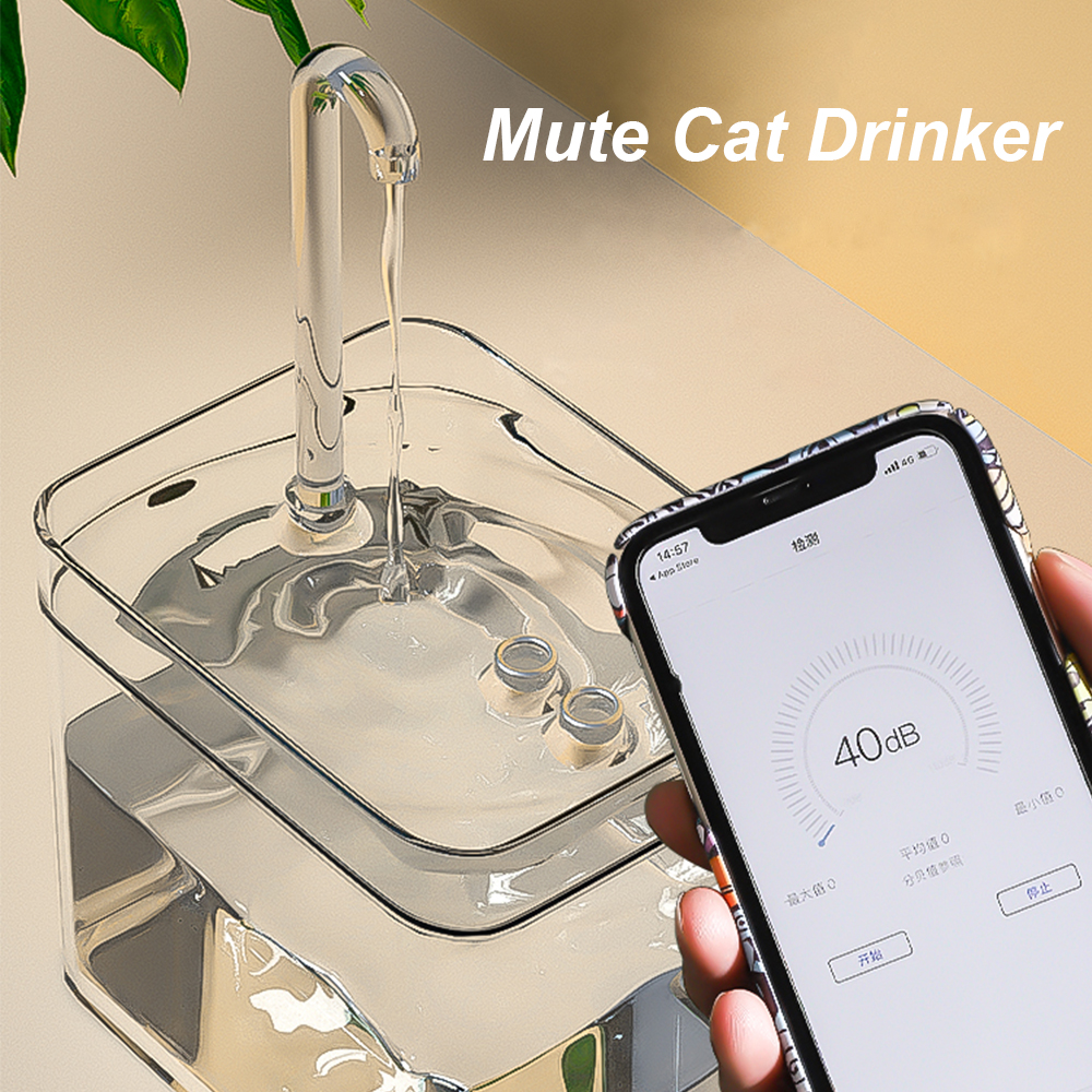 Cat Water Fountain Auto Filter Transparent Cat Drinker USB Electric Mute Recirculate Filtering Drinker for Cats Water Dispenser. 
