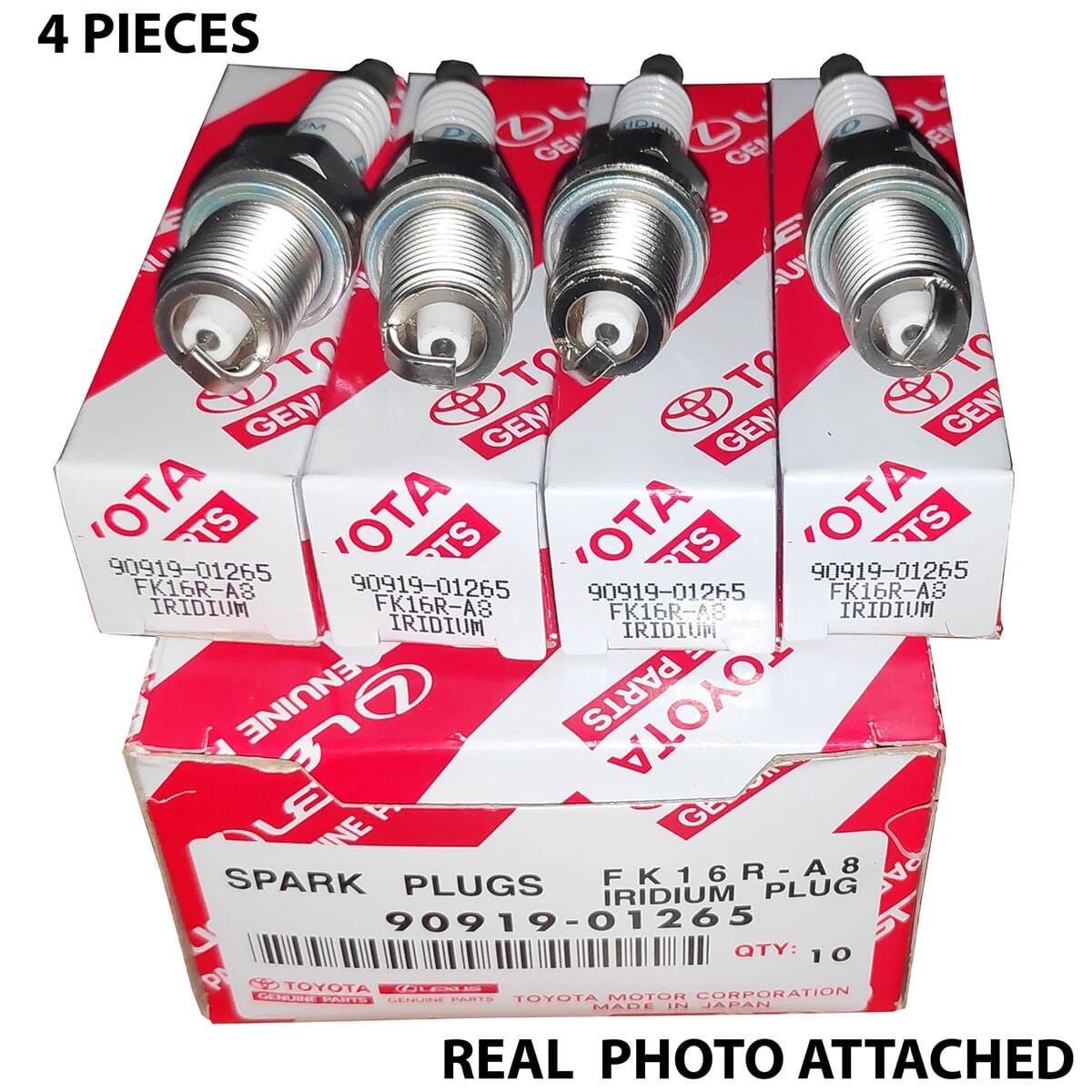 Toyota Aqua Axio Fielder Hybrid Spark Plugs 4 Pc Brand New 90919-01265  -  FK16R-A8. 