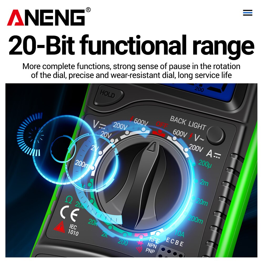 ANENG XL830L Digital Multimeter AC/DC Voltmeter Current Diode Triode Meter Tester Resistance Electronic Test Tools. 