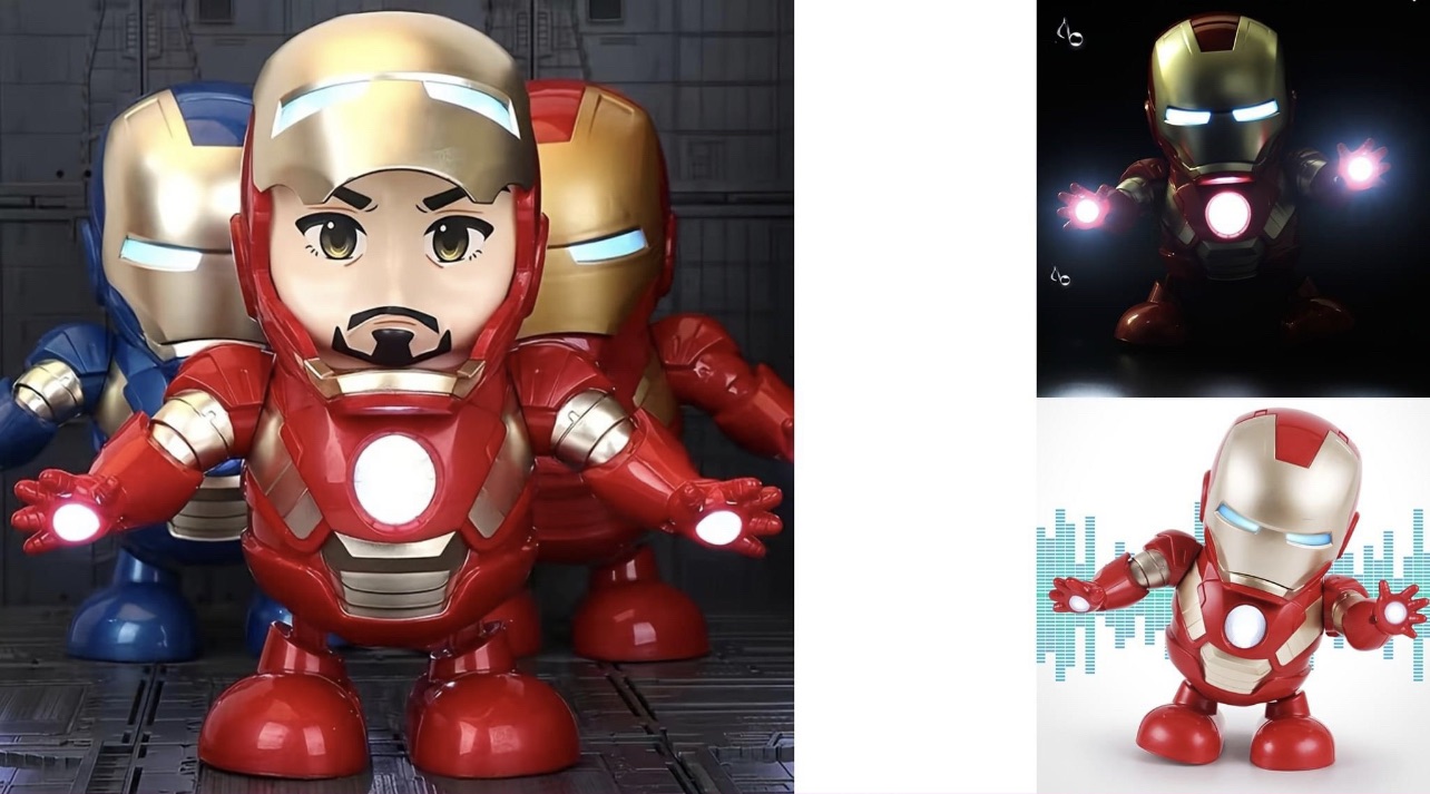 MAMBA Dancing Iron Man Dance Hero Toys Dancing Robot with Light Music Dancing Action Figure w/ Openable Iron Man Mask , Lights & Music Interactive Toy for Boy Girls Kids Children Gift. 