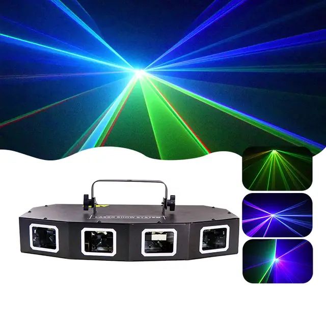 RGB Dj laser 4 heads ful colour laser light for stage, home party, night club