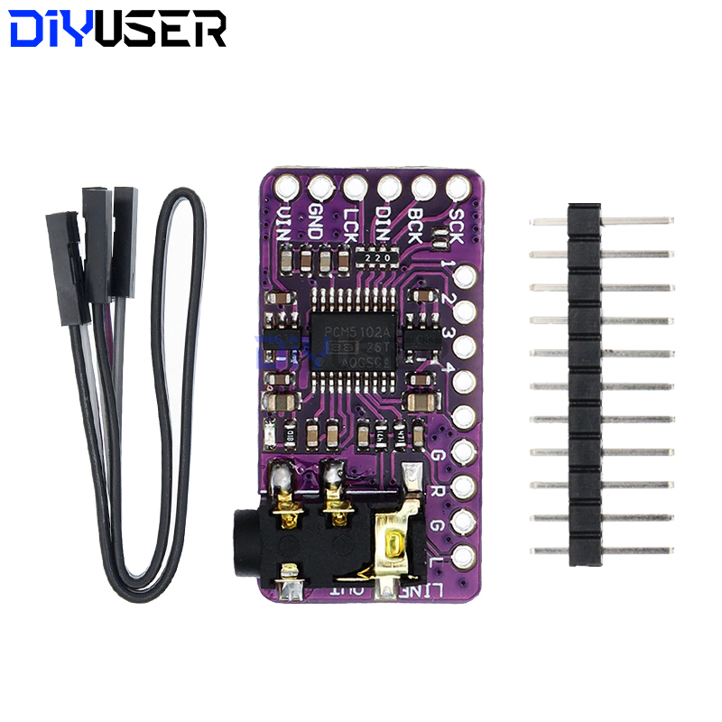 Interface I2S PCM5102A DAC Decoder GY-PCM5102 I2S Player Module For Raspberry Pi pHAT Format Board Digital PCM5102 Audio Board. 