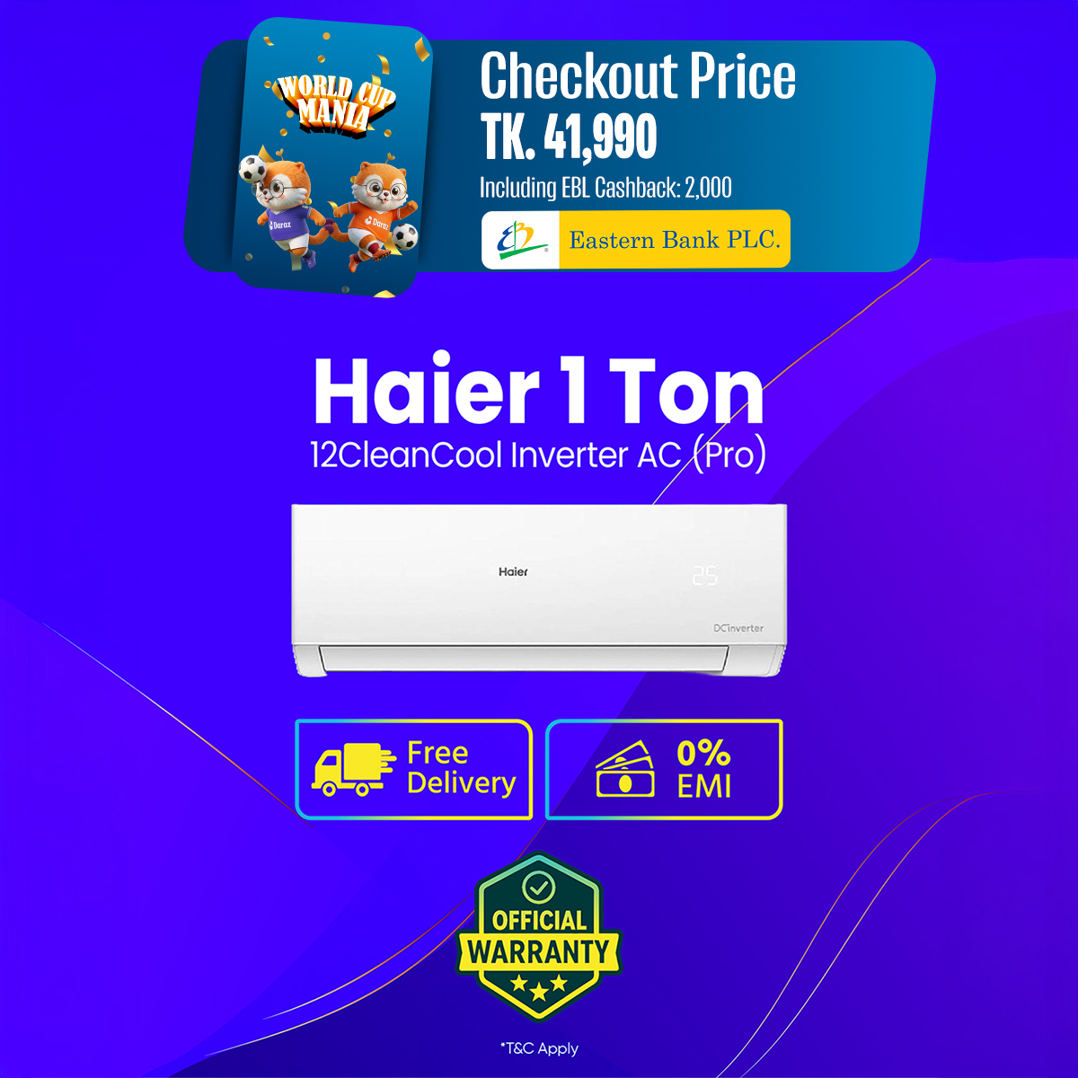Haier official HSU-12Cleancool 1 Ton Inverter Pro Air Conditioner HSU-12CleanCool(INV)(Pro)