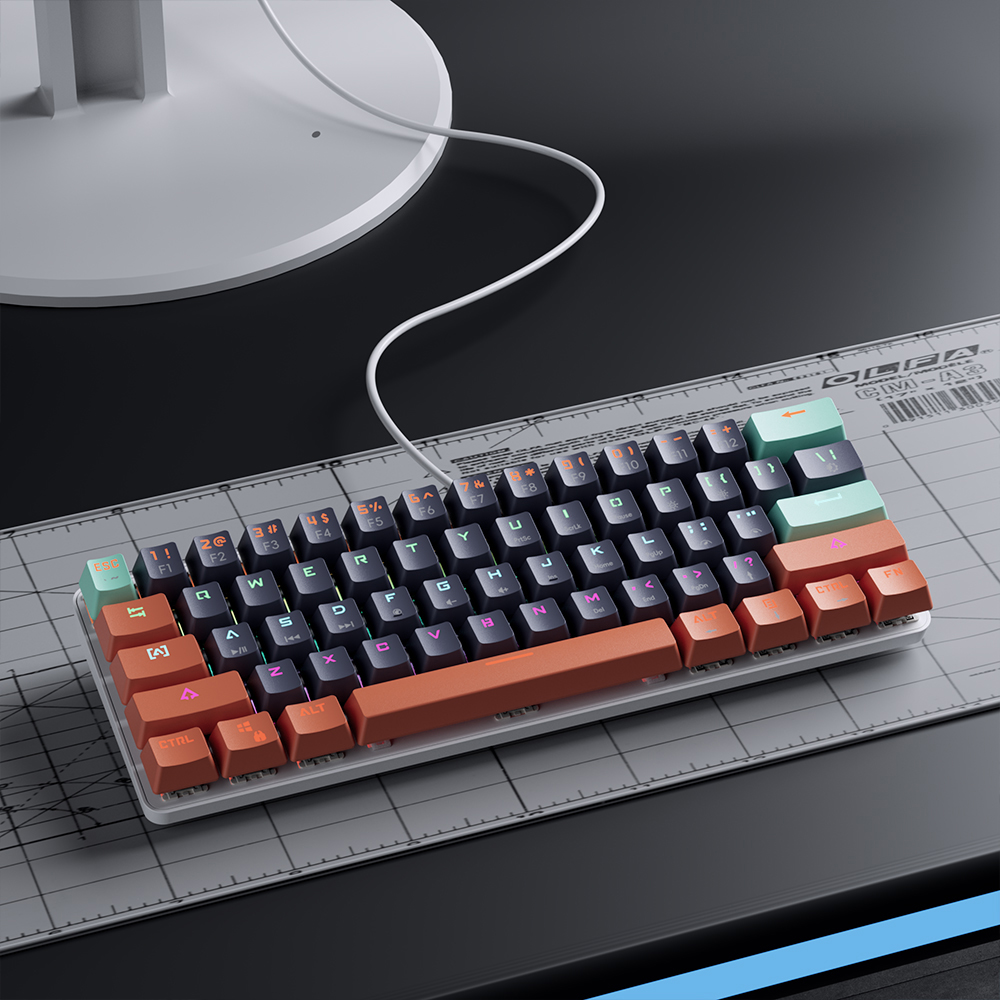 MUCAI MKA610 USB Mini Mechanical Gaming Wired Keyboard Red Switch 61 Key Gamer for Computer PC Laptop Detachable Cable. 
