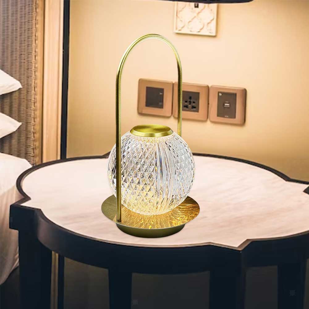 Oblivion Rechargeable Crystal Ball LED Table Lamp – Elegant Cordless 7W Touch Lamp with 1800mAh Battery, Acrylic Shade, Ideal for Bedrooms, Living Room, Luxury Home Décor – Wireless, Type-C Charging Luxury Modern Round Crystal LED Lamp Touch Control Dimma. 
