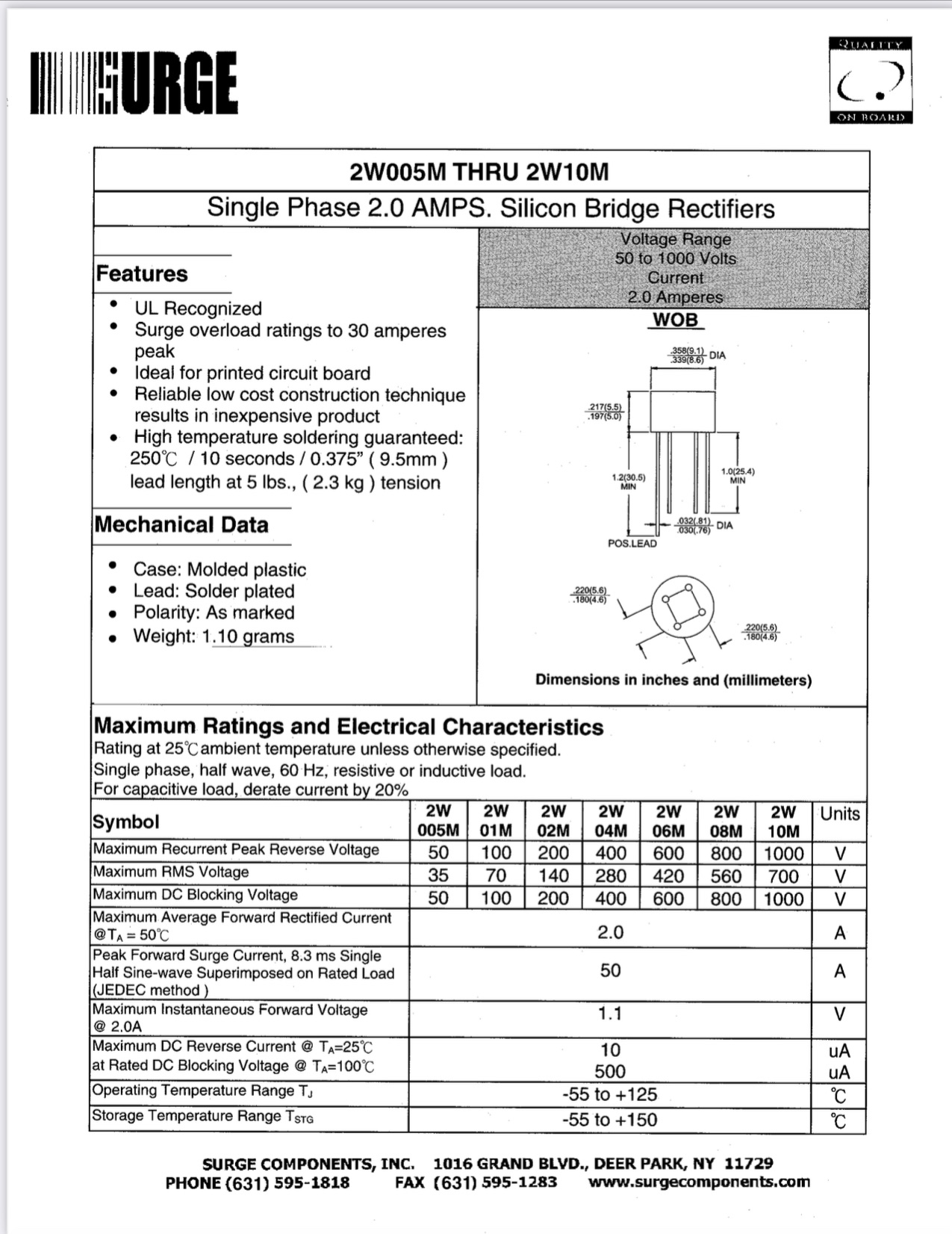 20pcs 2W10 400V 2A Full Wave Bridge Rectifier other items need for inform me - Motors - Modern and Trendy. 