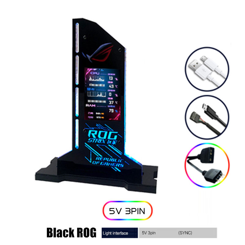 RGB Vertical GPU Bracket ROG MSI Aorus With 2.4 inch LED Display Graphics Card Support VGA Holder For MOD Gamer Cabinet. 